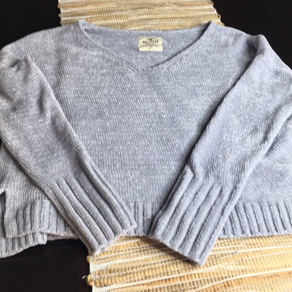 Hollister Sweaters - Hollister boxy crop velour light grey sweater